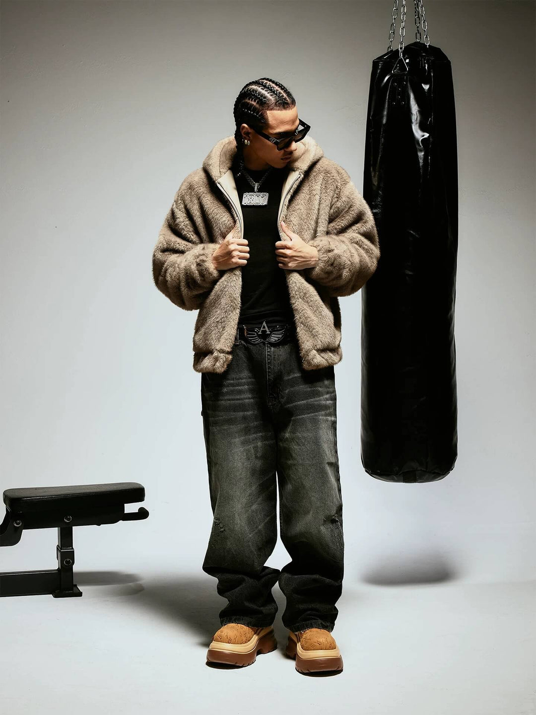 1807 Eco Faux Mink Fur Hooded Jacket | Face 3 Face