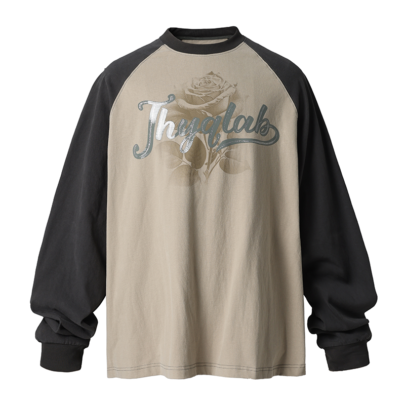 JHYQ Washed Flower Printing Long Sleeved Tee