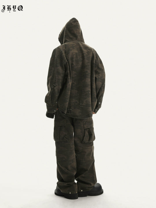 JHYQ Camouflage Hooded Shirt Jacket