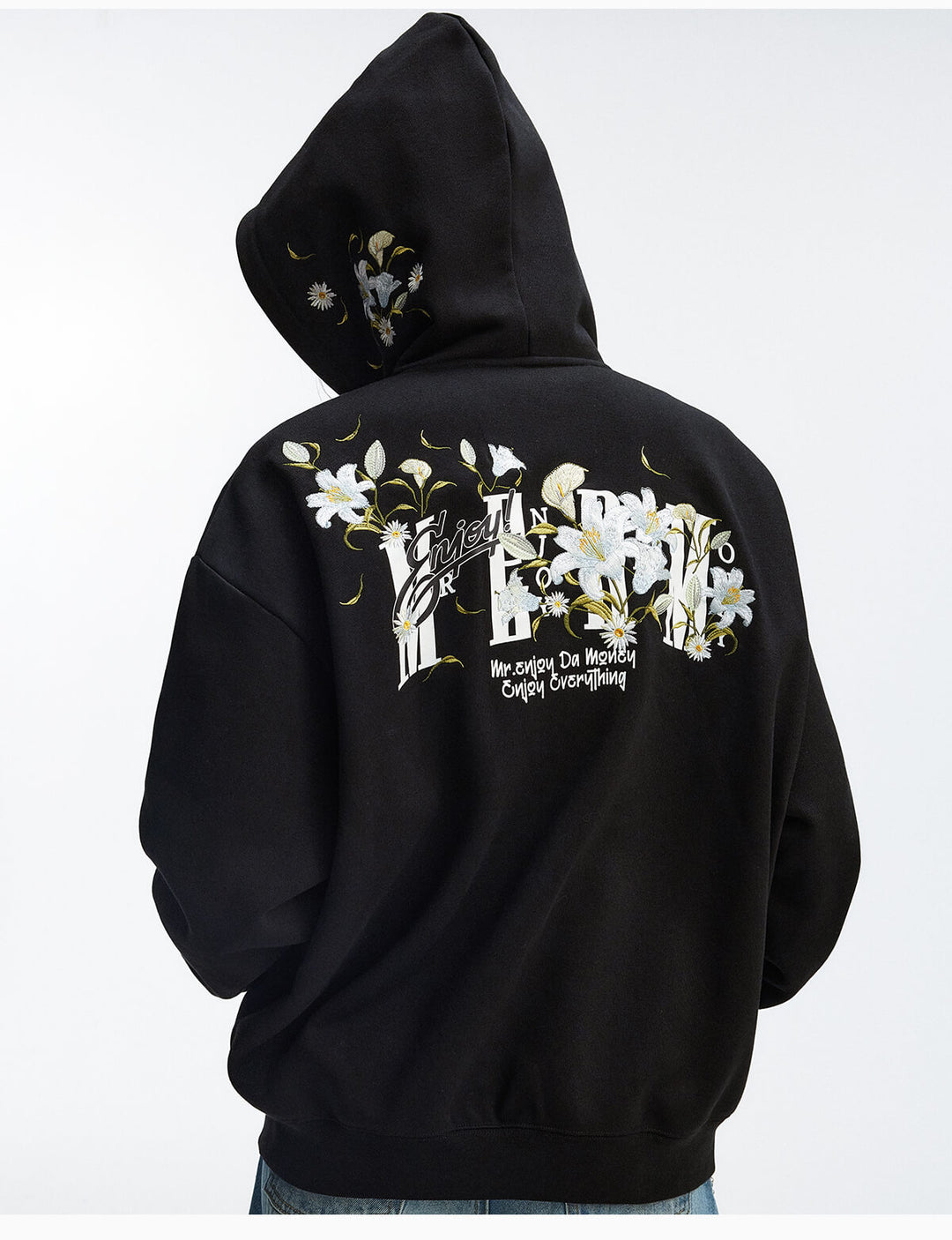 MEDM Rose Embroidered Zip Up Hoodie | Face 3 Face