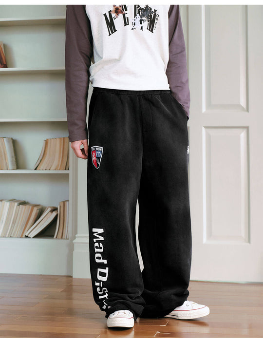 MEDM Embroidered Patch Washed Baggy Sweatpants | Face 3 Face
