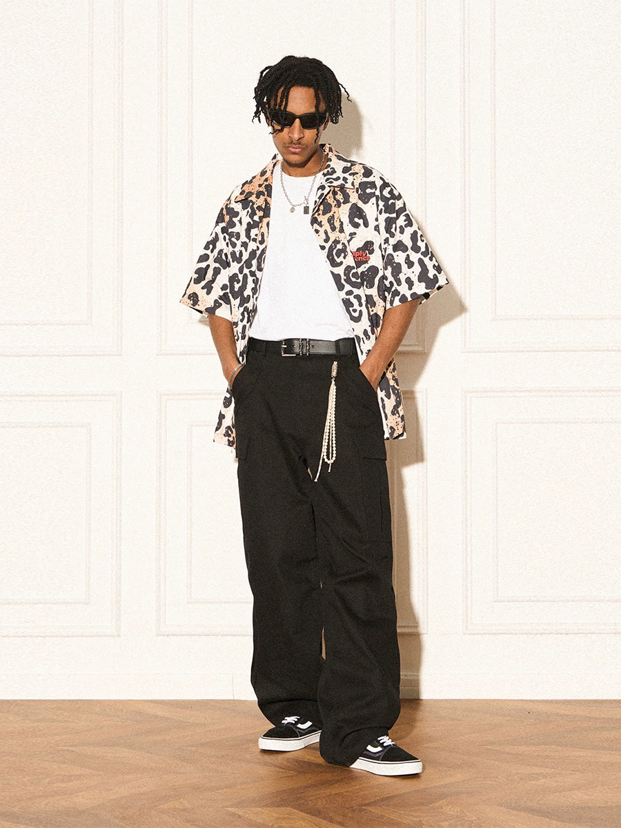 EMPTY REFERENCE Leopard Print Short Sleeved Shirt