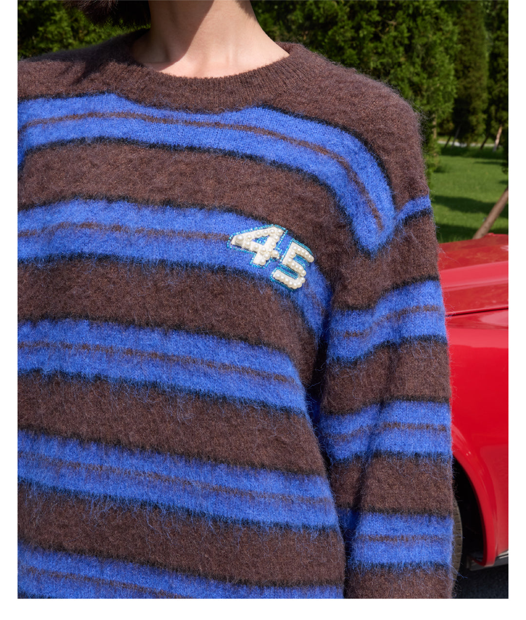 S45 Striped Pearl Brushed Knit Sweater | Face 3 Face