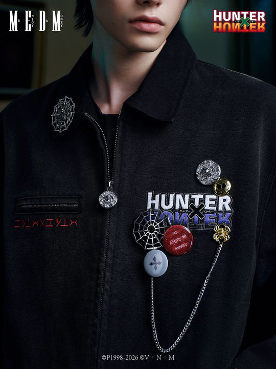 MEDM × HUNTER×HUNTER Logo Embroidered Washed Distressed Detroit Jacket