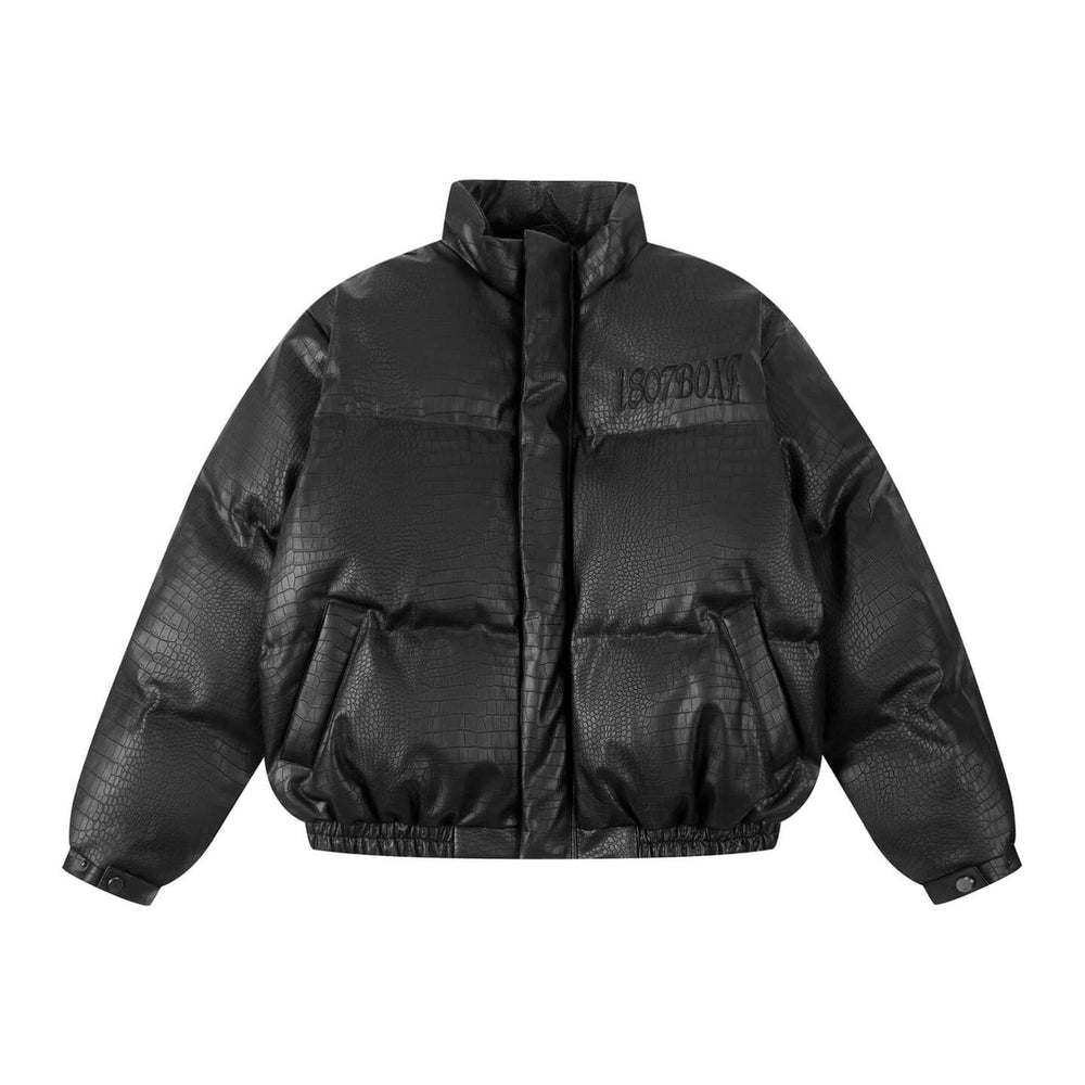 1807 Crocodile Embossed PU Leather Down Jacket | Face 3 Face