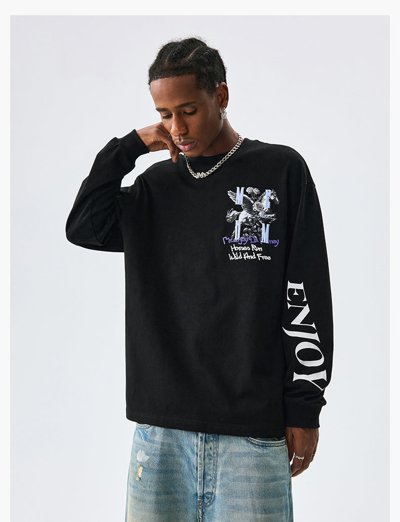 MEDM Pegasus and Rose Logo Long Sleeve Tee | Face 3 Face