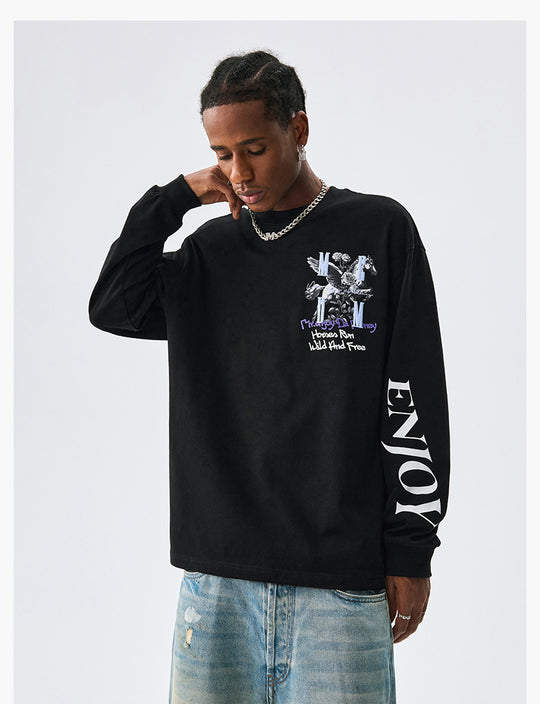 MEDM Pegasus and Rose Logo Long Sleeve Tee | Face 3 Face