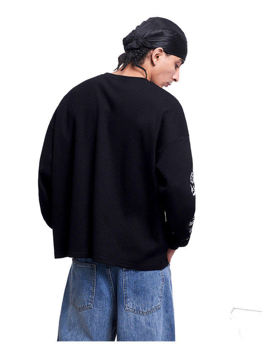 F3F Select Vintage Cross Print Waffle Long Sleeve Tee | Face 3 Face