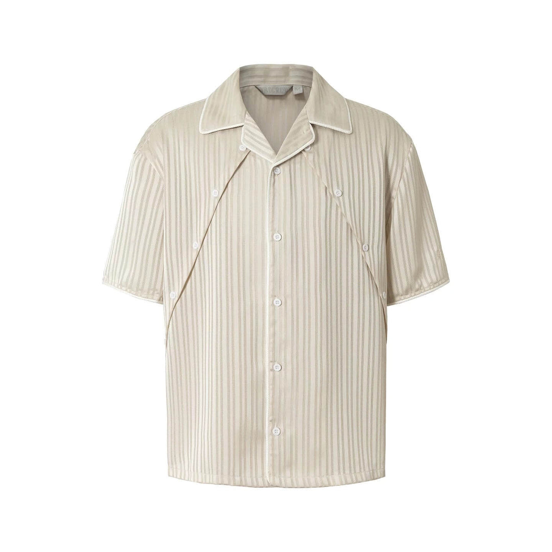 YADcrew Shiny Satin Striped Short Sleeve Shirt | Face 3 Face