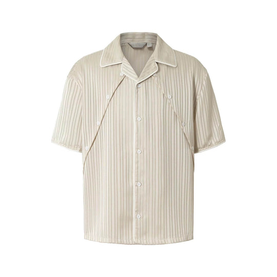 YADcrew Shiny Satin Striped Short Sleeve Shirt | Face 3 Face