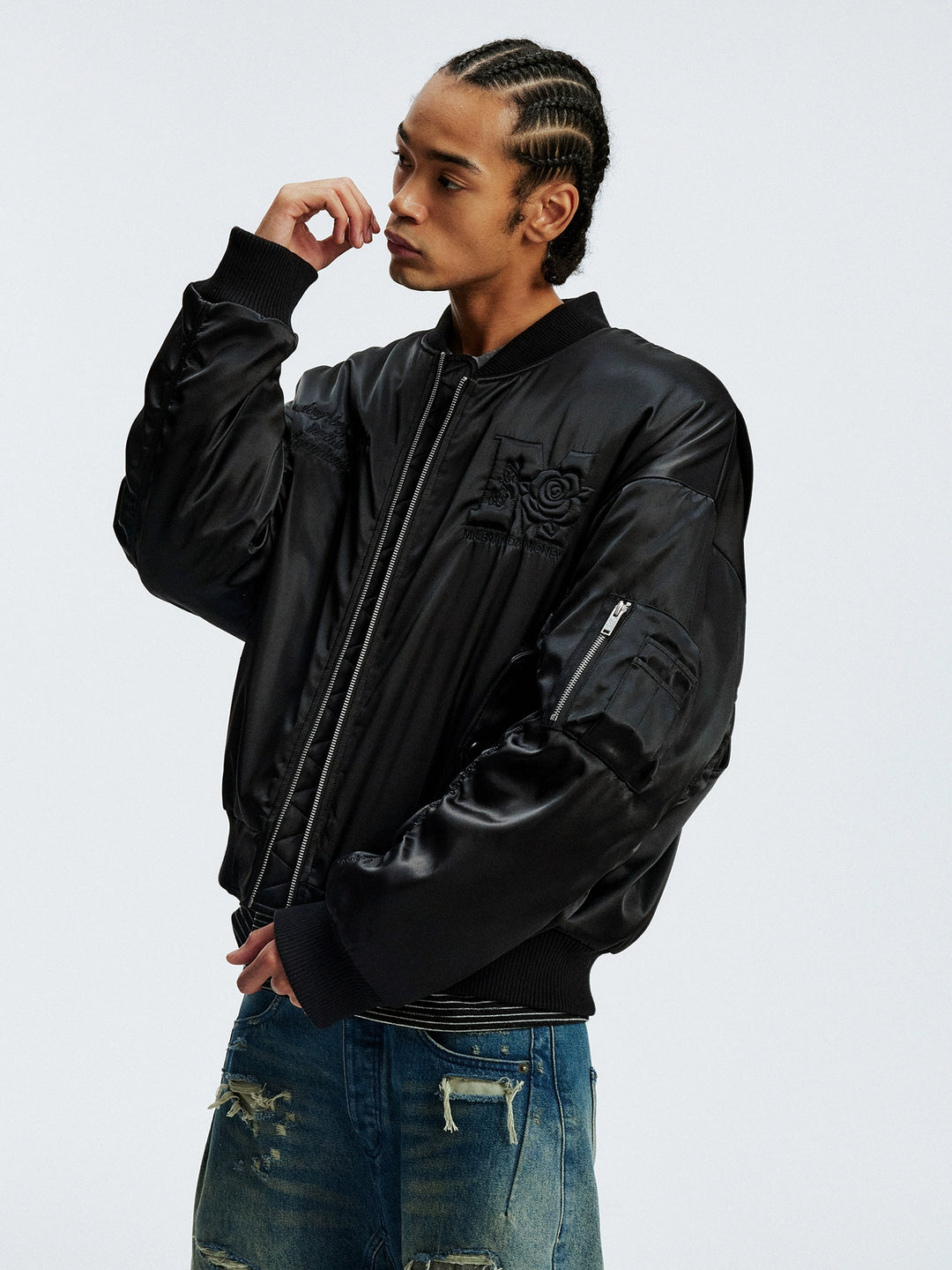 MEDM 3D Rose Foam MA-1 Bomber Jacket | Face 3 Face