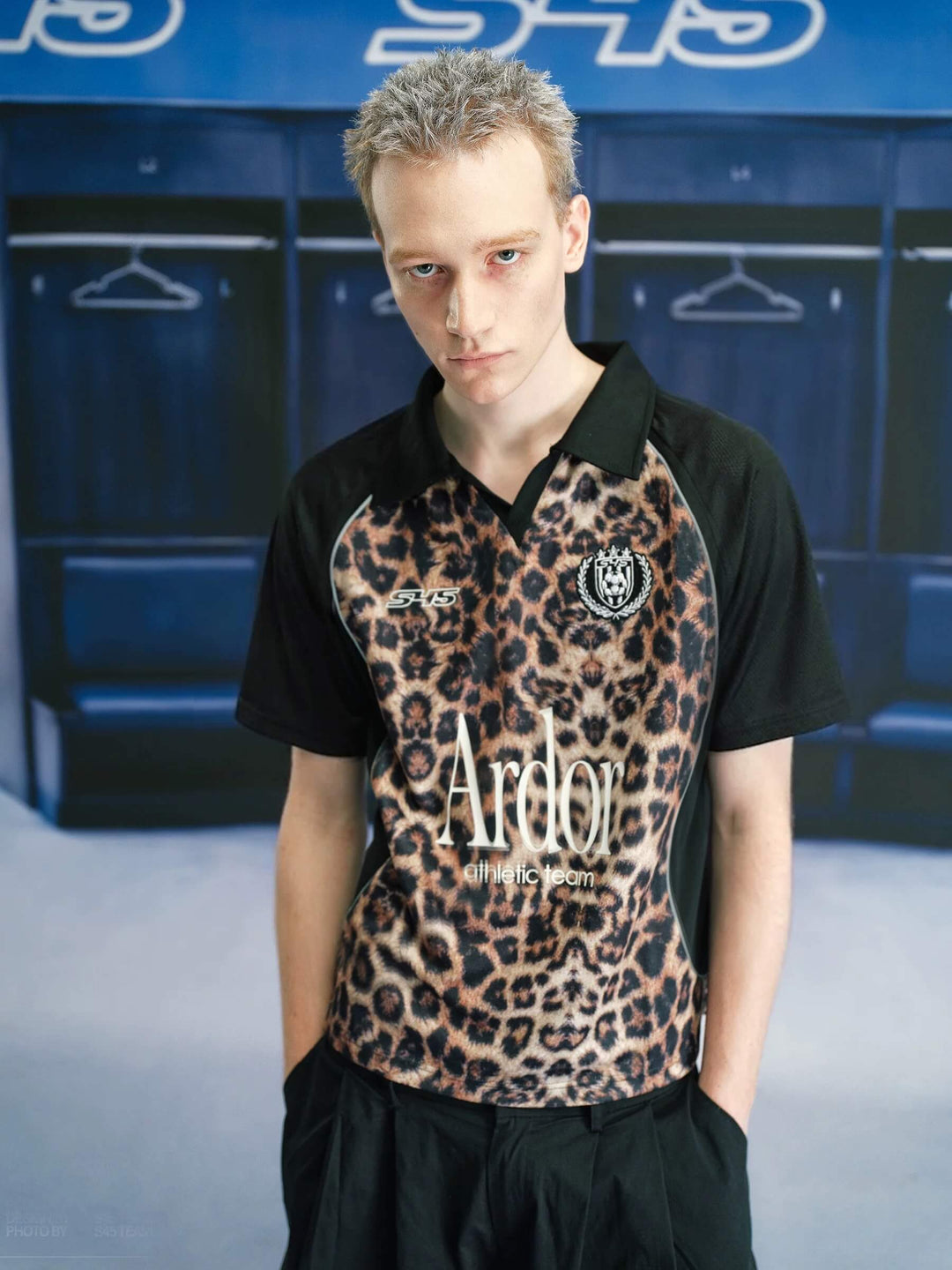 S45 Leopard Color Block Short Sleeve Polo Soccer Jersey | Face 3 Face