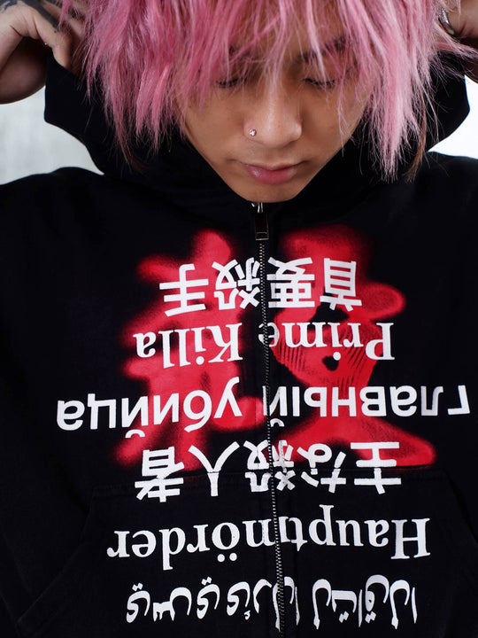 TGFCLUB Prime Killer Graphic Cropped Zip Up Hoodie | Face 3 Face