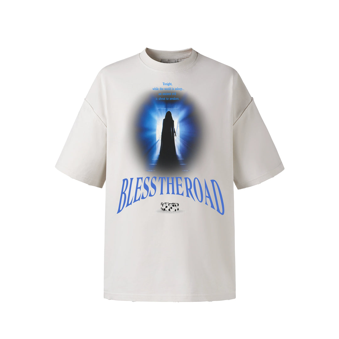 NOVACAM BLESS THE ROAD Vintage Print Reverse Stitching Tee | Face 3 Face