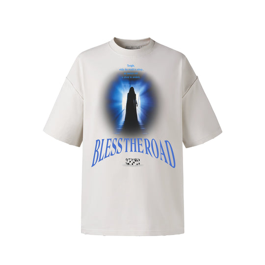 NOVACAM BLESS THE ROAD Vintage Print Reverse Stitching Tee | Face 3 Face