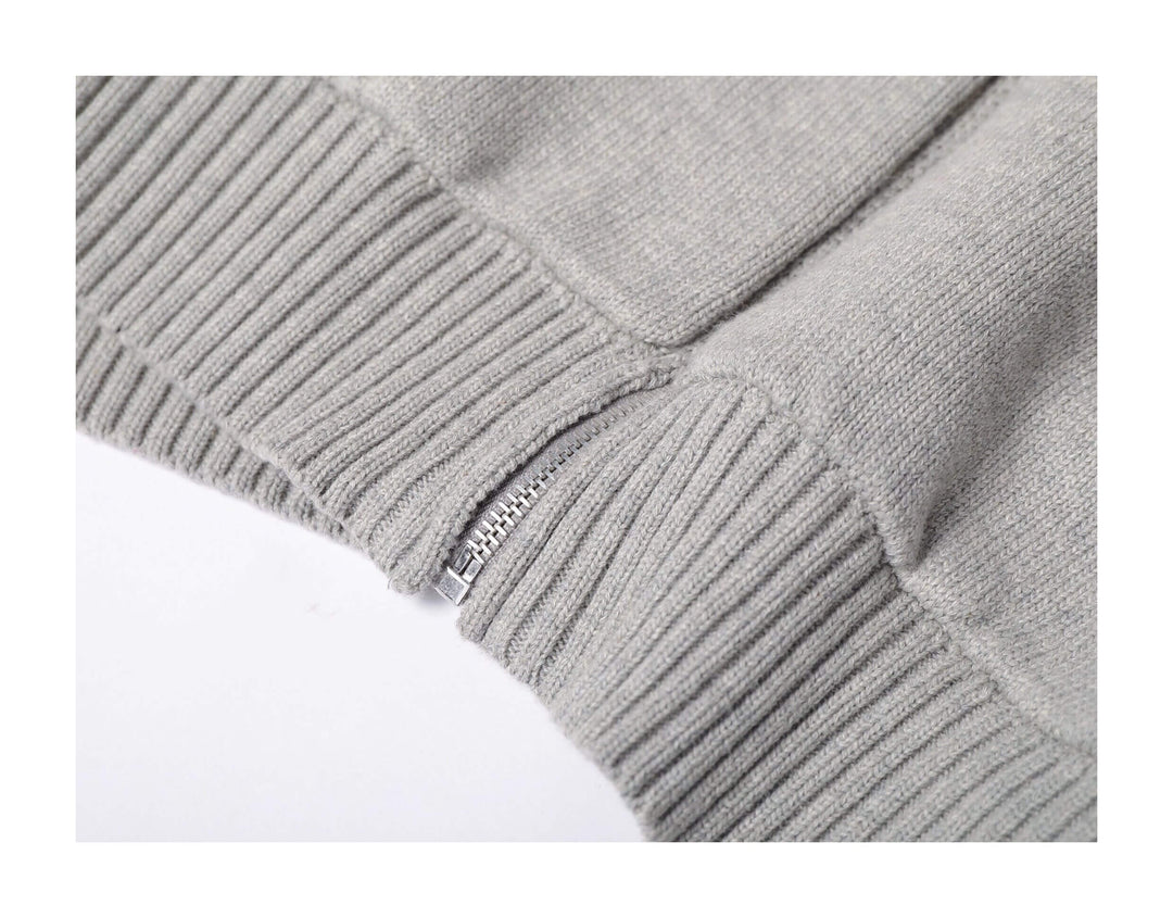 KARMANISTIC Embroidered Zip Up Knit Hoodie | Face 3 Face