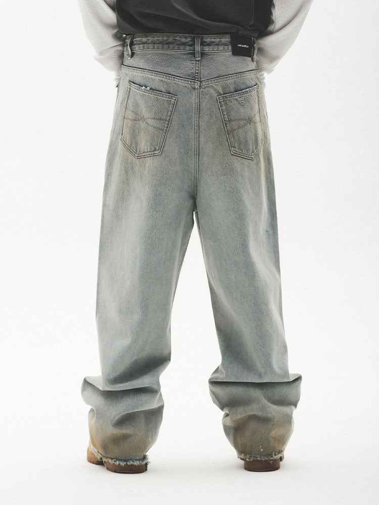 UNTILWERICH Dirty Wash Graffiti Print Jeans | Face 3 Face
