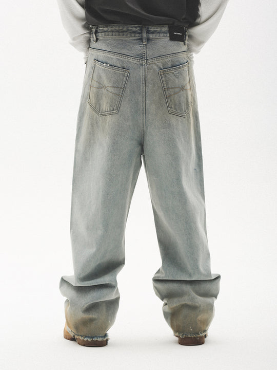 UNTILWERICH Dirty Wash Graffiti Print Jeans | Face 3 Face