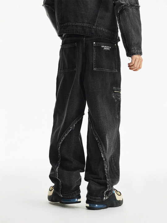 MEDM Structured Washed Distressed Frayed Jeans | Face 3 Face