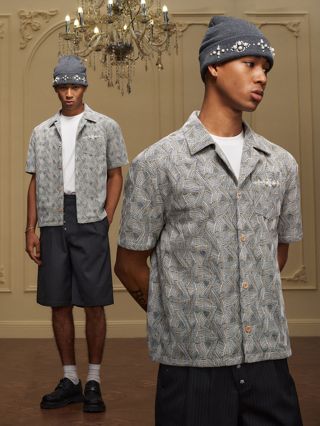 YADcrew 3D Stitch Plaid Short Sleeve Shirt | Face 3 Face