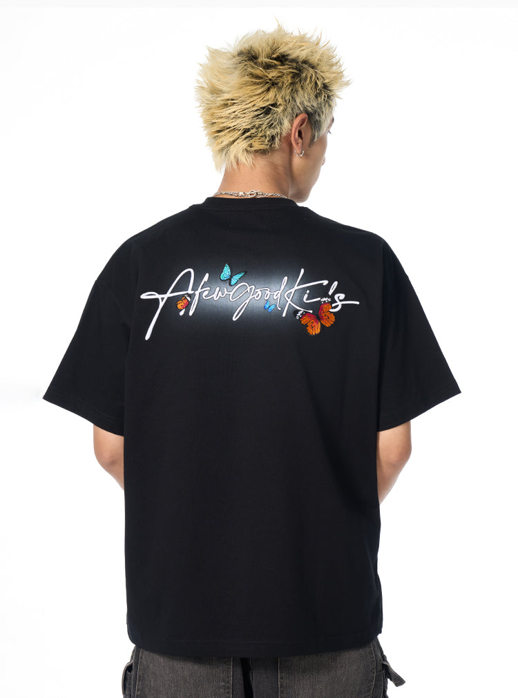 AFGK Floral Butterfly Logo Print Tee | Face 3 Face