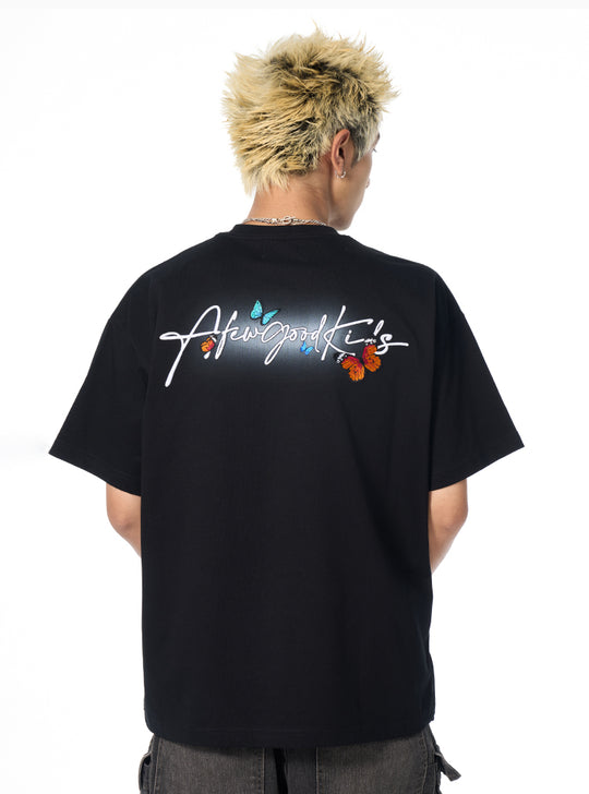 AFGK Floral Butterfly Logo Print Tee | Face 3 Face