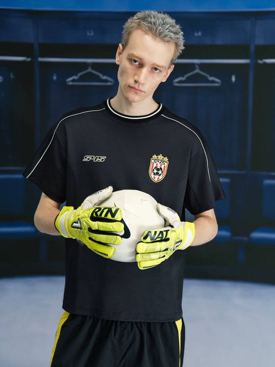 S45 Logo Print Mesh Panel Short Sleeve Soccer Jersey | Face 3 Face
