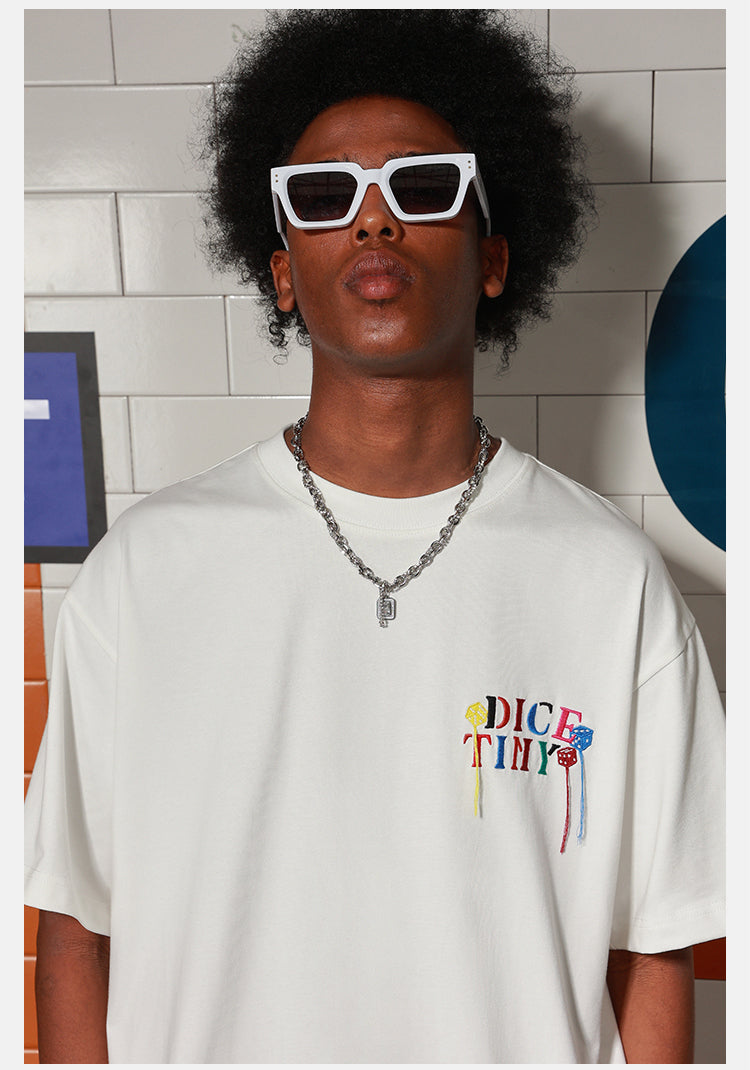 DICETINY Colorful Letters Embroidered Tee | Face 3 Face