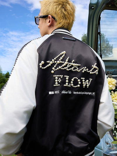 Harsh and Cruel Vintage Pearl Embroidered Baseball Jacket | Face 3 Face