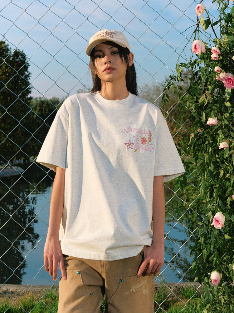 MEDM Glitter Bird and Apple Embroidered Tee | Face 3 Face
