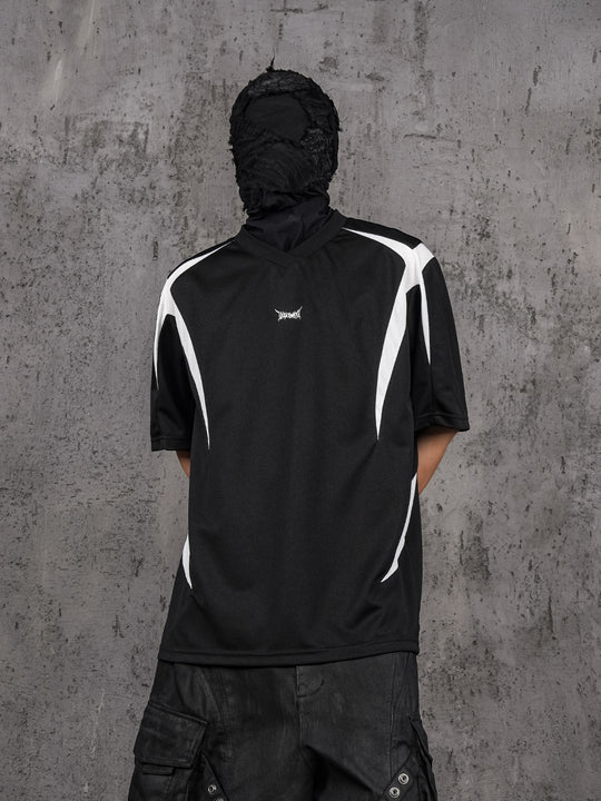 UNDERWATER Black and White Deconstructed Patchwork Embroidered Jersey Tee | Face 3 Face