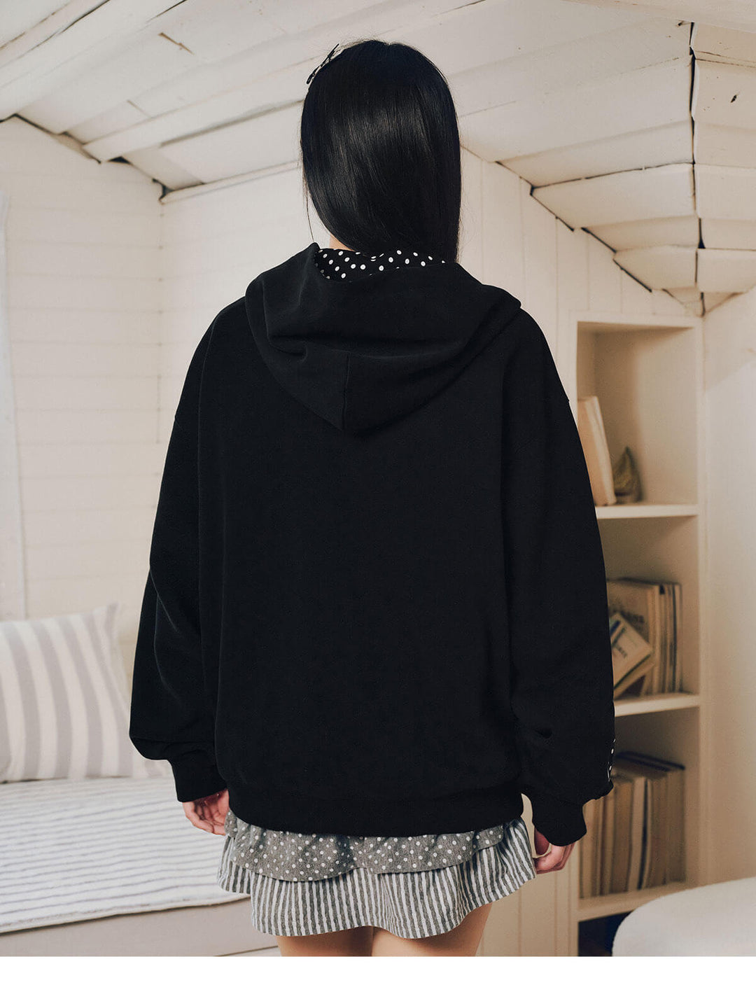 MEDM Polka Dot Hood Lining Heart Logo Zip Up Hoodie | Face 3 Face