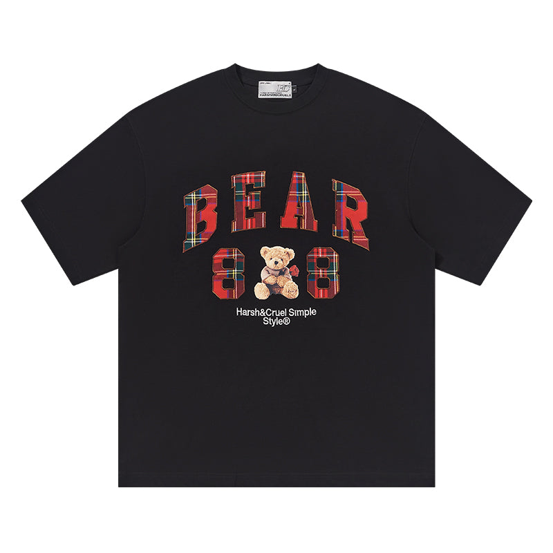 Harsh and Cruel Plaid Print Teddy Bear Tee
