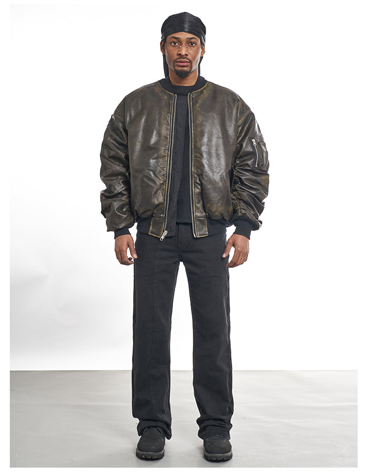 F3F Select Reversible PU Leather MA-1 Bomber Jacket | Face 3 Face