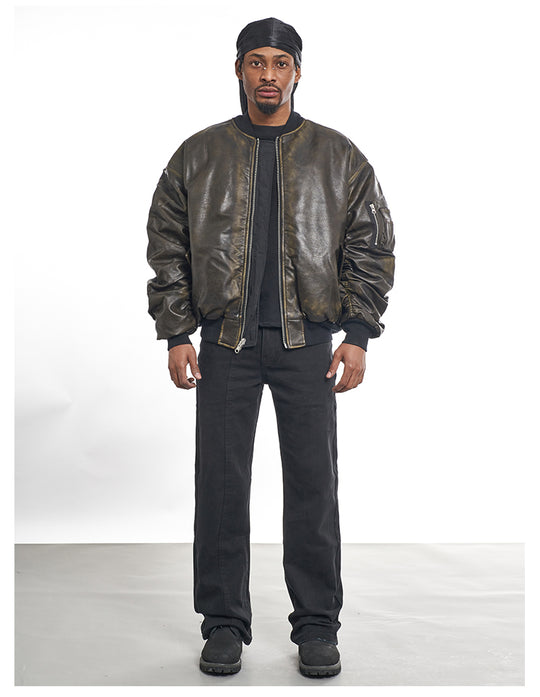 F3F Select Reversible PU Leather MA-1 Bomber Jacket | Face 3 Face