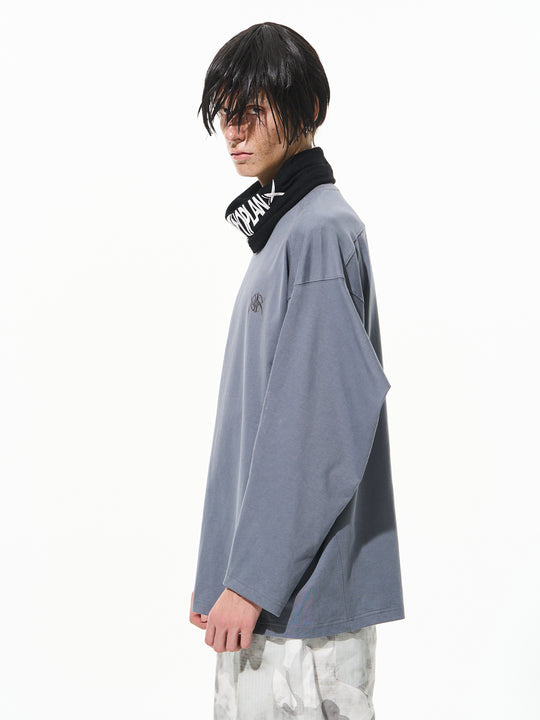 BLIND NO PLAN Logo Embroidered Inverted Sleeve Long Sleeve Tee | Face 3 Face