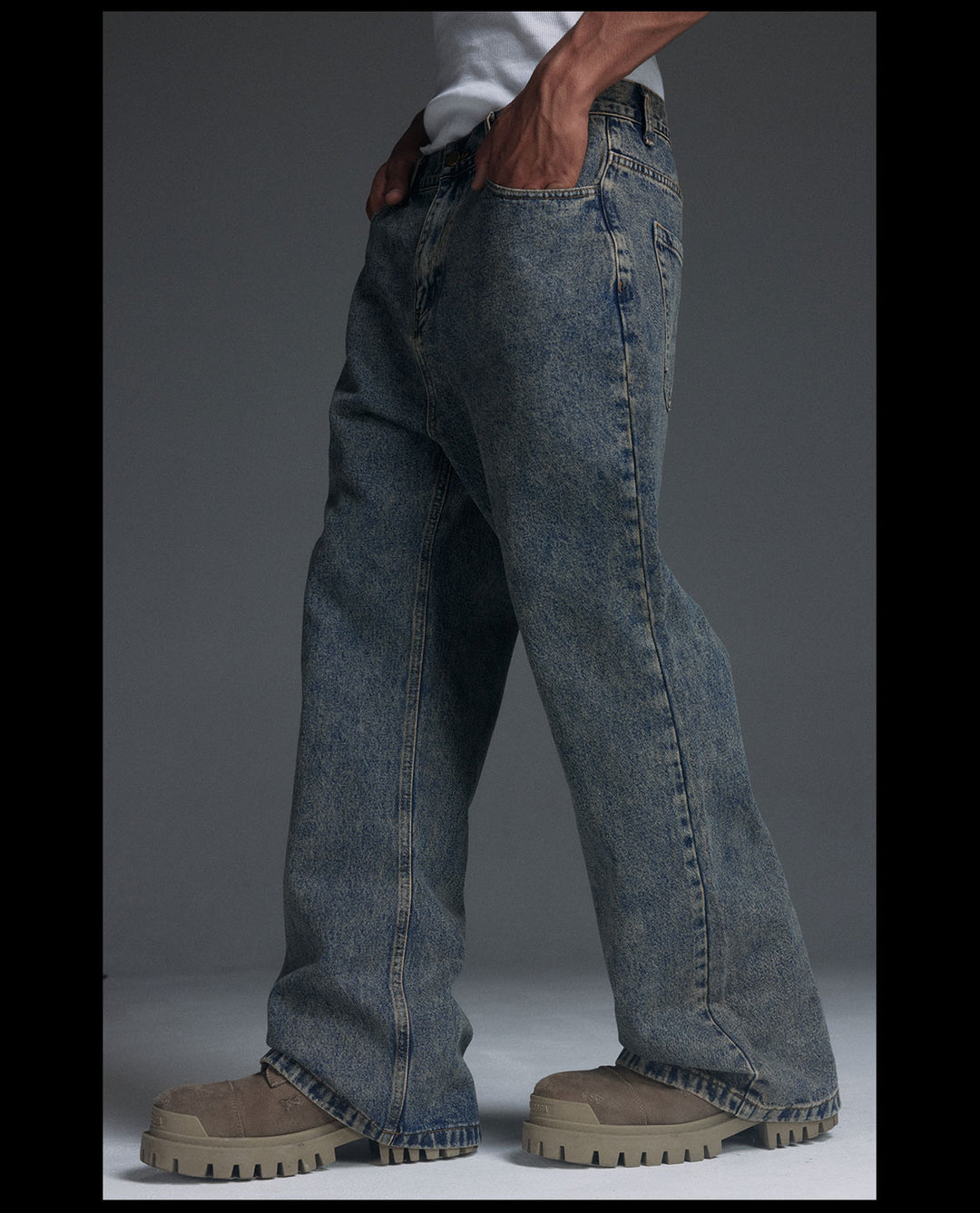 NOVACAM Frosted-Wash Flared Jeans | Face 3 Face