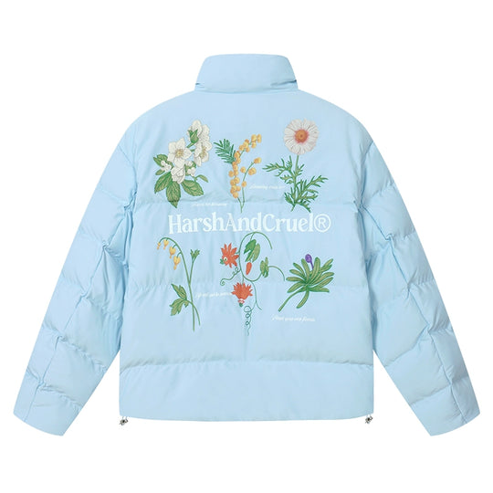 Harsh and Cruel Botanical Floral Digital Print Puffer Jacket | Face 3 Face