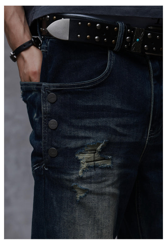 ANTIDOTE Stone Washed Ripped 3D Cut Jeans | Face 3 Face