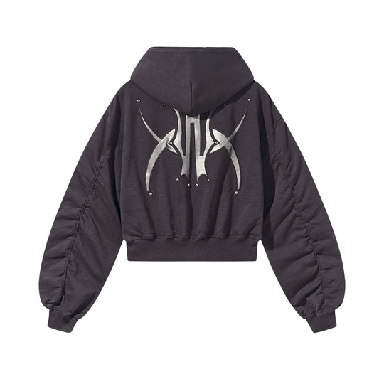 BLIND NO PLAN Logo Studded Embellished Zip-Up Hoodie | Face 3 Face