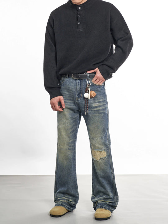 F3F Select Needle Embroidery Hole Micro Flare Jeans | Face 3 Face