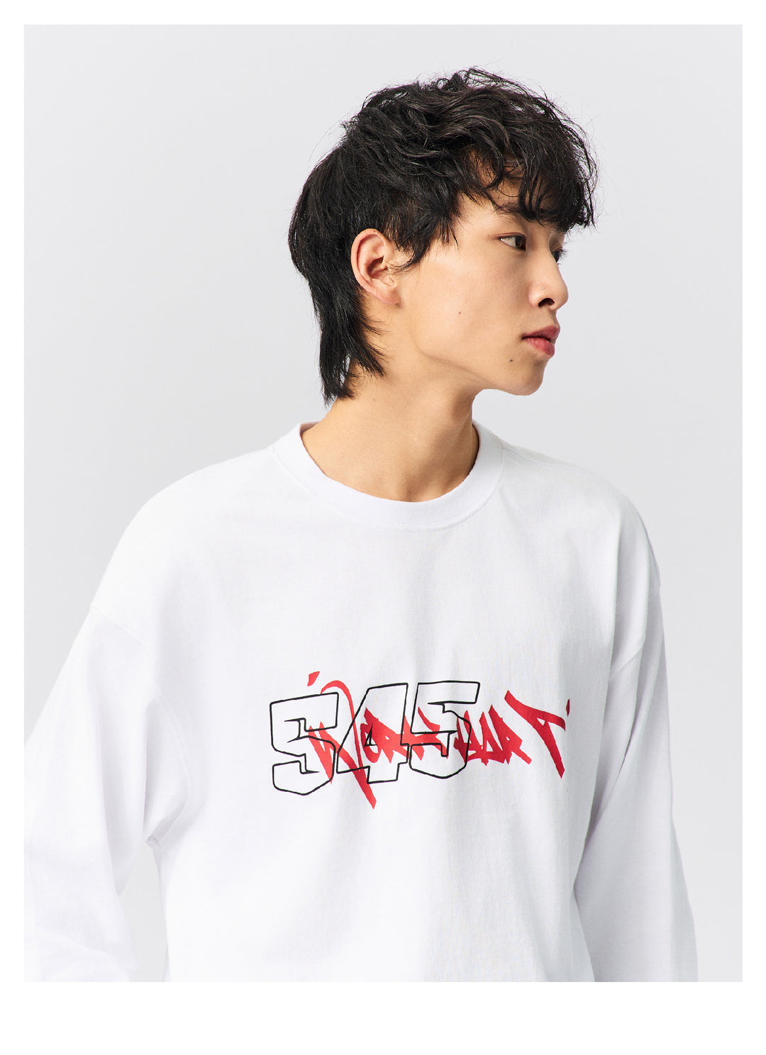 S45 Graffiti Font Typography Long-Sleeve Tee | Face 3 Face