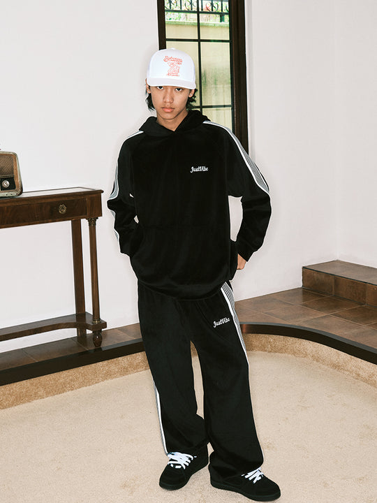 JUST VIBE Velvet Side Stripe Track Pants | Face 3 Face