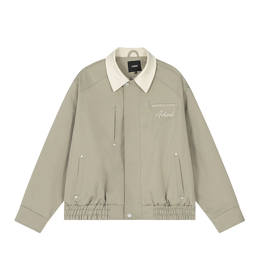 Achock Splicing Zipper Short Jacket