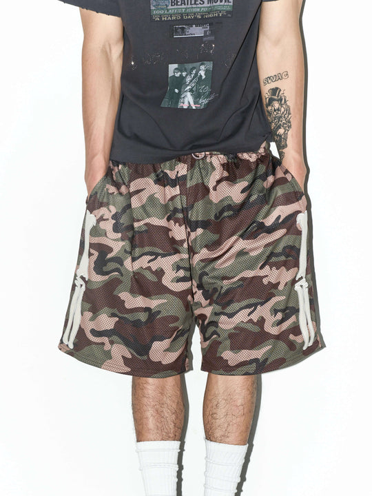 LIBERAFIT Skeleton Patch Embroidered Mesh Shorts | Face 3 Face