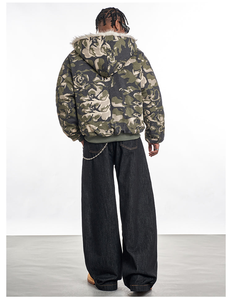 F3F Select Fur Lining Camouflage Hoodie Work Jacket | Face 3 Face