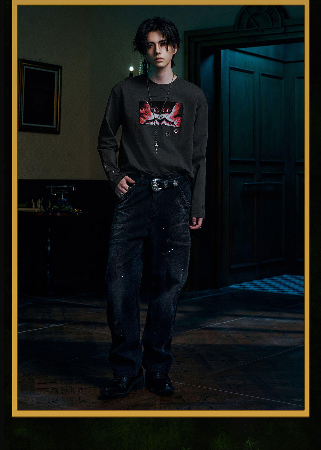 MEDM × HUNTER×HUNTER Character Print Embroidered Long Sleeve Tee | Face 3 Face