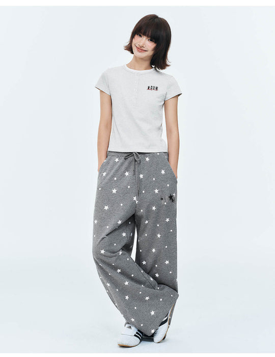 MEDM Star Polka Dot Print Baggy Sweatpants | Face 3 Face