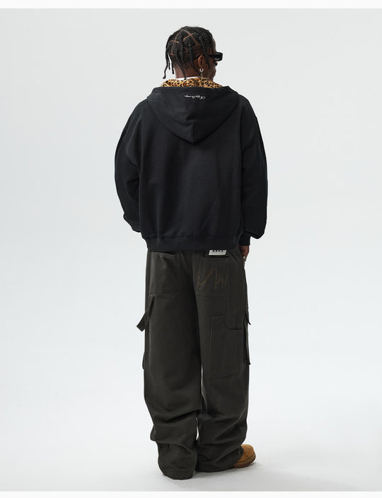 MEDM Leopard Faux Fur Layered Zip Up Hoodie | Face 3 Face