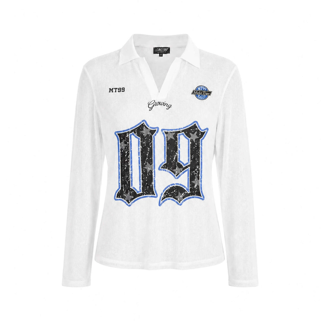 F3F Select Numbering Stripe Sleeve Mesh Long Sleeve Polo Jersey | Face 3 Face
